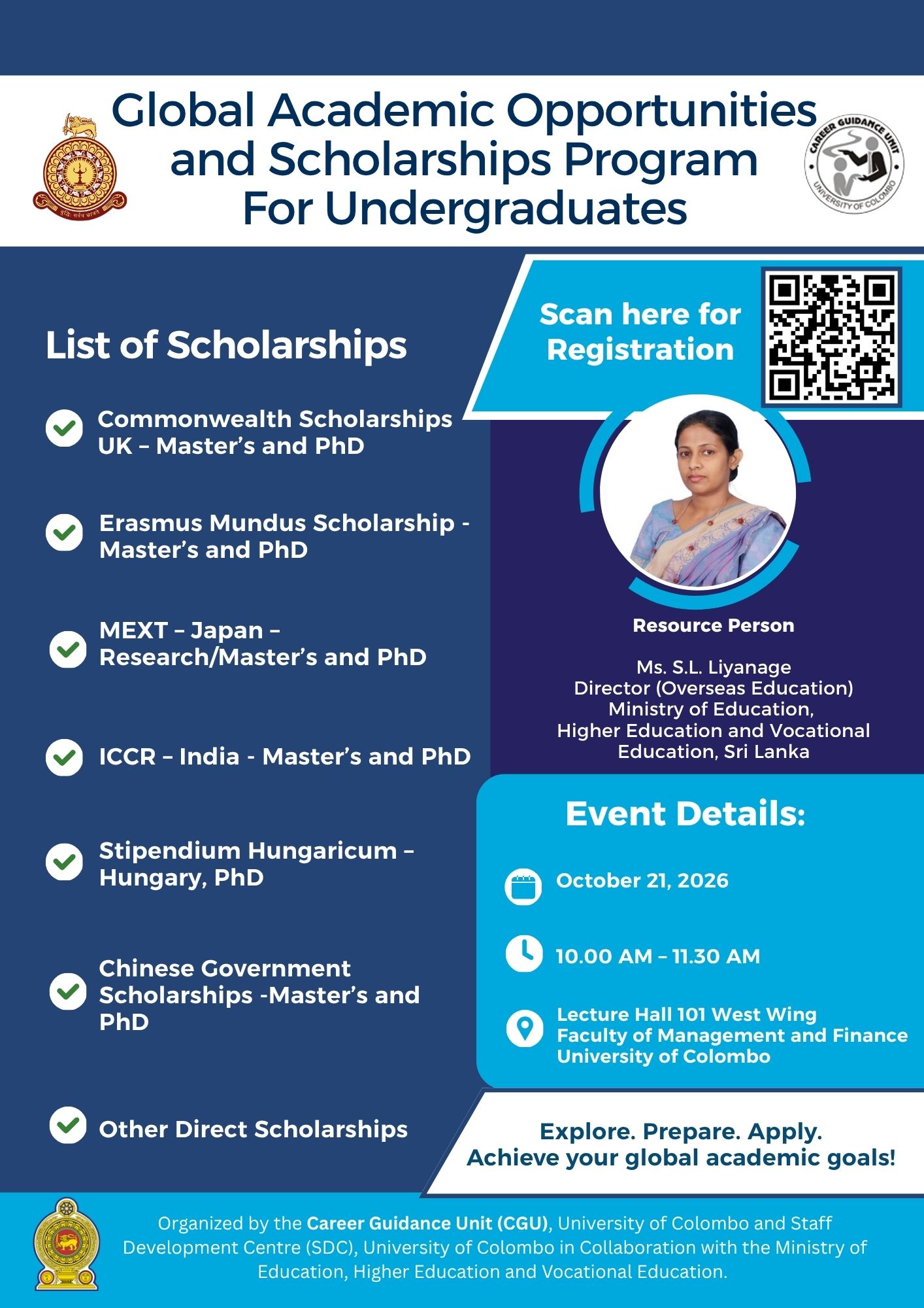 Global Academic Opportunities and Scholarships Program – for Undergraduates